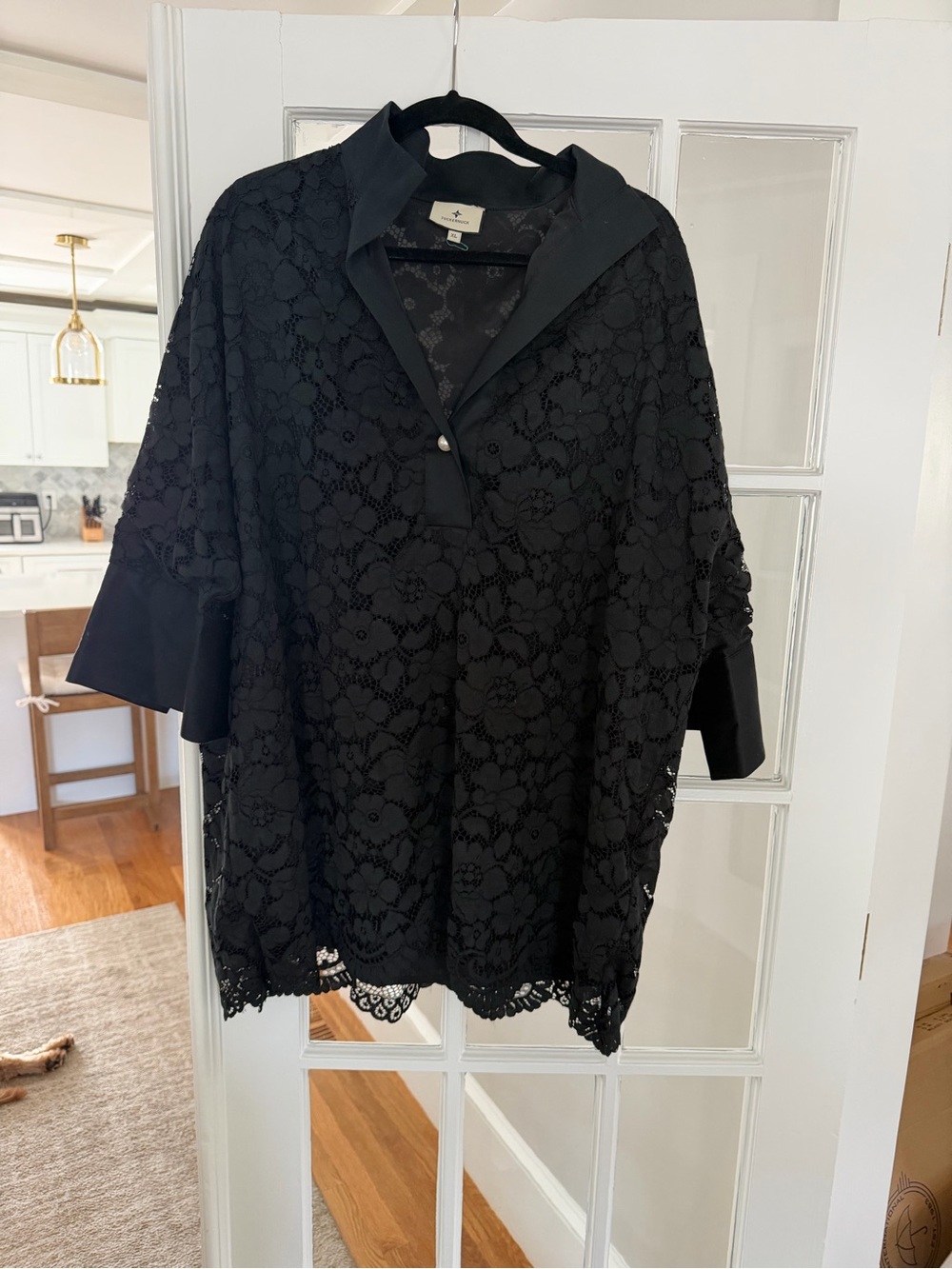 Lace Overlay Black Tunic